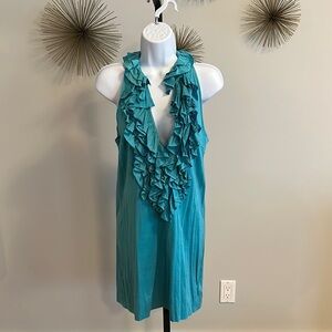 Ralph Lauren Purple Label Teal Ruffled Halter Dress